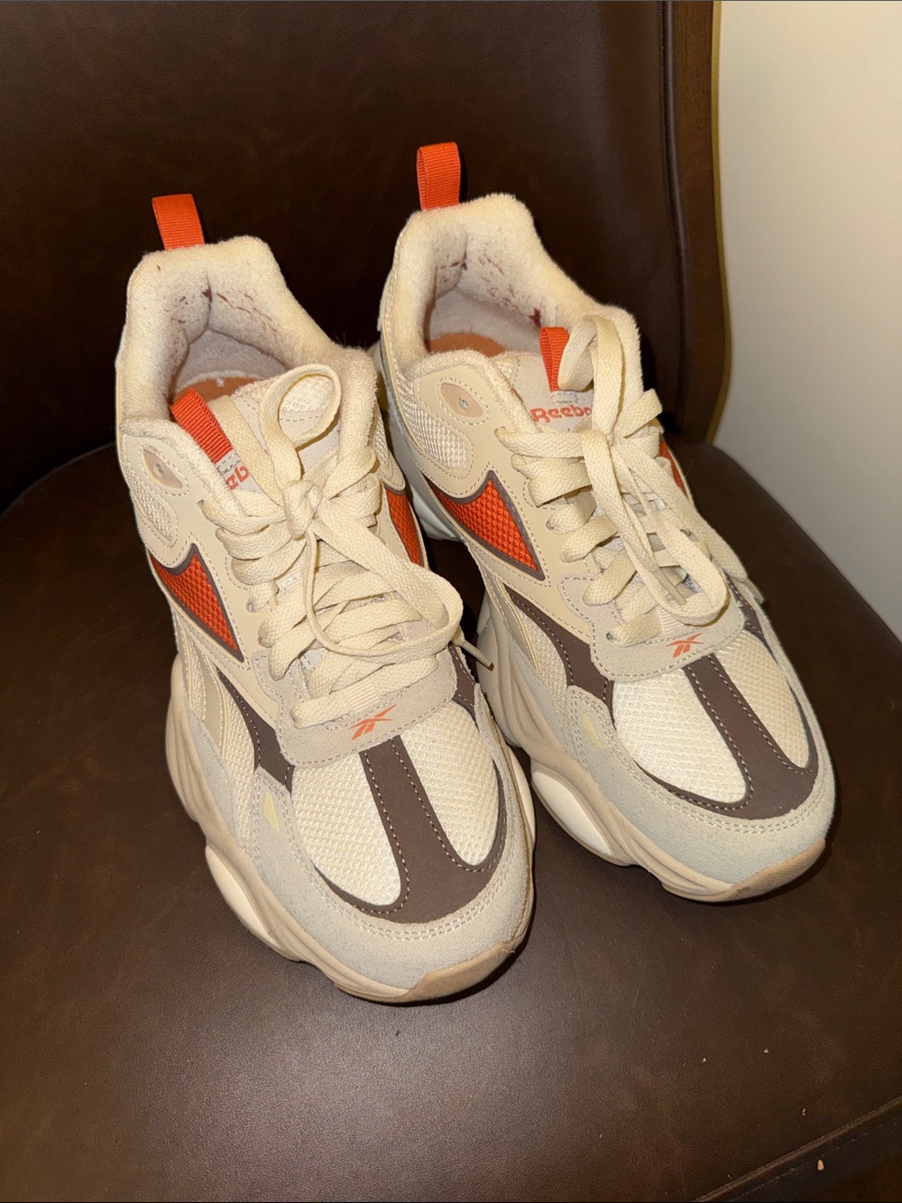 Reebok Mens Cream, Orange & Brown Chunky Sneakers